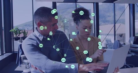 Business Team Analyzing Digital Networking Data