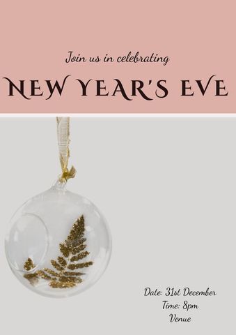 Elegant New Year's Eve Invitation with Glass Bauble