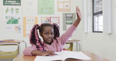 Young Student Engaged in Classroom Environment on Recycling