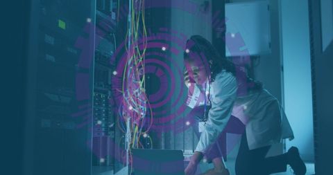 African American IT Specialist with Computer Servers and Digital Interface - Download Free Stock Images Pikwizard.com