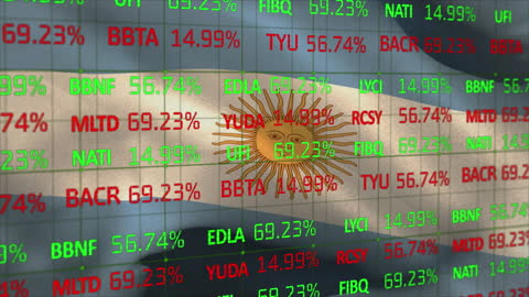 Stock Exchange Data Overlay on Argentina Flag