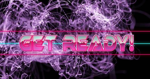 Dynamic Neon Light Trails with 'Get Ready' Text - Download Free Stock Images Pikwizard.com