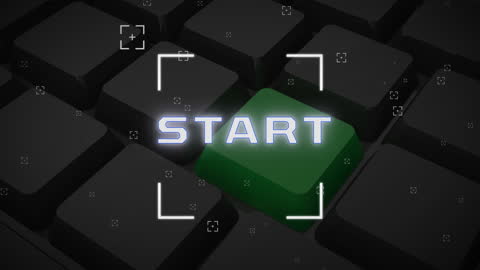 Green Start Button on Computer Keyboard Concept