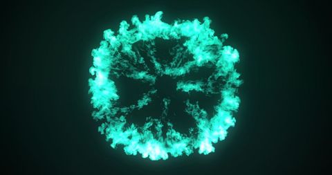 Digital green flame burst on black background