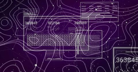 Abstract cyber workspace with code and data visualization
