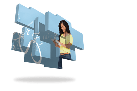Transparent Student Interacting with Abstract Screen Next to Tablet - Download Free Stock Videos Pikwizard.com