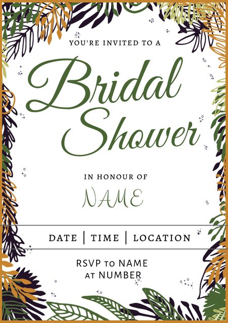 Elegant Bridal Shower Invitation with Greenery Border - Download Free Stock Templates Pikwizard.com