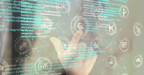 Futuristic Touchscreen Interface with Technology Icons and Data - Download Free Stock Images Pikwizard.com