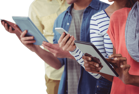 Transparent Team Collaborating with Tablet and Smartphone Devices - Download Free Stock Videos Pikwizard.com