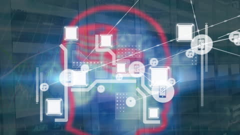 Futuristic Networking Technology with Digital Icons