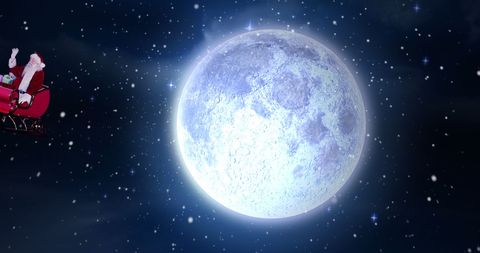 Santa Journey Across Winter Night Sky