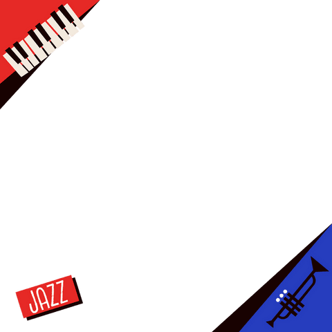 Transparent jazz music template with instruments and label
