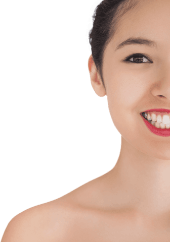 Transparent Close-Up of a Woman Smiling in Natural Setting