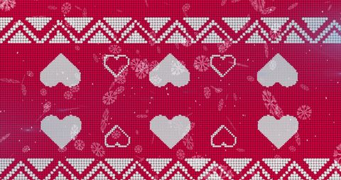 Festive red and white christmas knit pattern with snowflakes