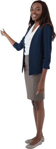 transparent female professional presenting in gray skirt suit - Download Free Stock Videos Pikwizard.com