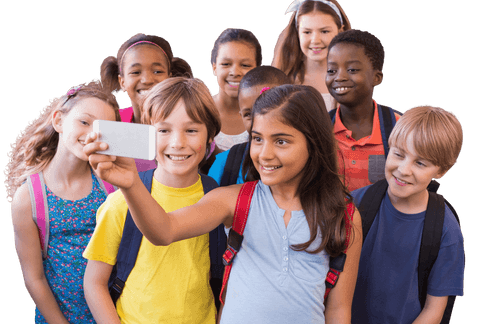 group of happy diverse schoolchildren taking group selfie transparent background - Download Free Stock Videos Pikwizard.com
