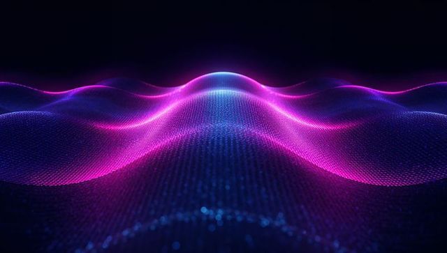 Futuristic Neon Mesh with Glowing Luminescent Particles