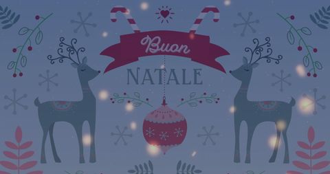 Festive Buon Natale Card with Reindeer and Candy Canes