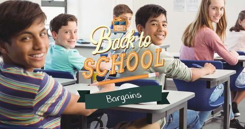 Back to School Concept with Happy Students in Classroom