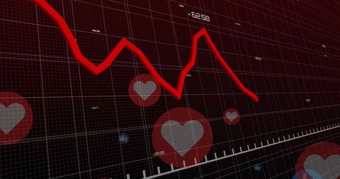 Falling Spike Pattern in Digital Heart Icon Graph - Download Free Stock Images Pikwizard.com