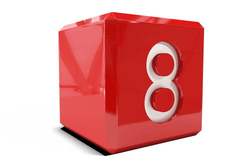 glossy red cube with number eight on transparent background - Download Free Stock Videos Pikwizard.com