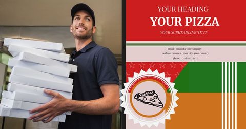 smiling pizza delivery man with boxes evokes reliability - Download Free Stock Templates Pikwizard.com