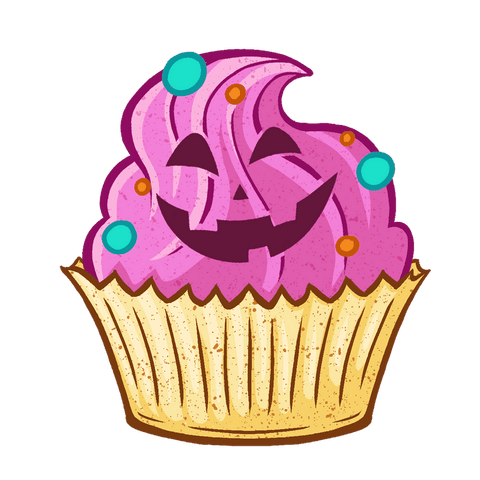 whimsical jack-o'-lantern cupcake with pink frosting - Download Free Stock Videos Pikwizard.com