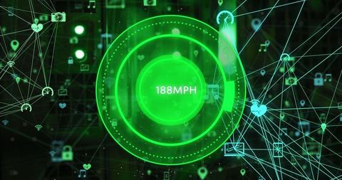 Digital Futuristic Network with Speed Metrics and Cloud Computing Theme