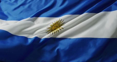 Argentina national flag waving in wind