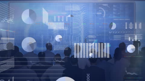 Financial Data Analysis with Business People Silhouettes