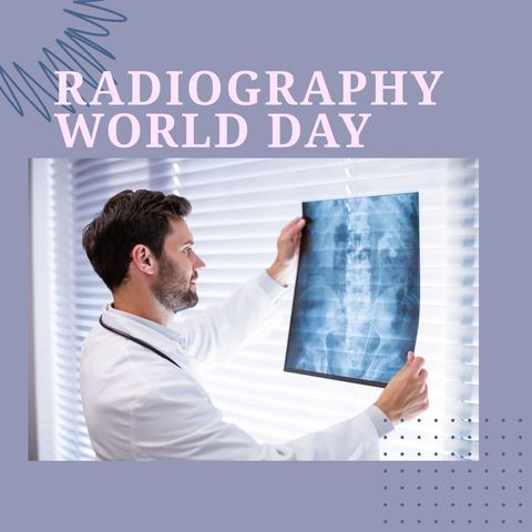 Doctor holding x-ray film in celebration of radiography world day