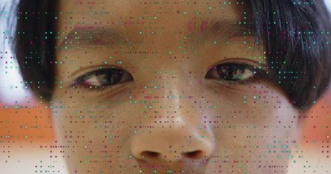 Futuristic Portrait of a Child with Digital Overlay