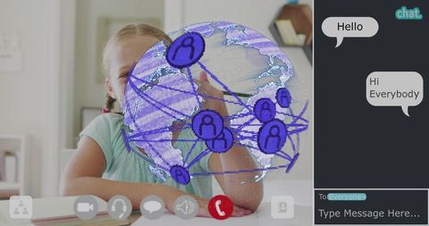 Child Attending Virtual Class with Global Connectivity Overlay