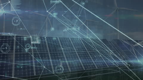 Digital Connection Over Solar Panels and Wind Turbines