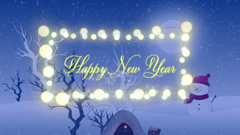Happy New Year Text in Winter Wonderland Animation