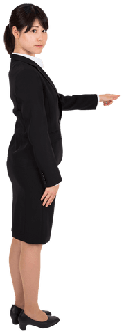 Asian Businesswoman Pointing at Transparent Interface