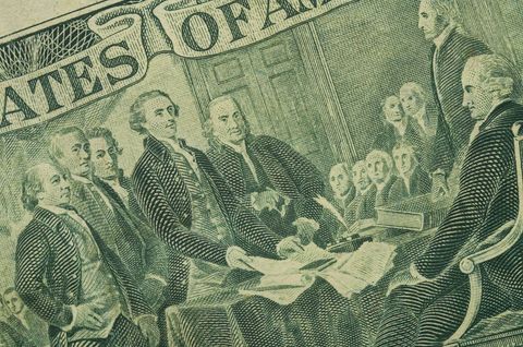 Close-Up of Founding Fathers on American Currency