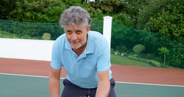 Active Senior Man Playing Tennis Outdoors - Download Free Stock Images Pikwizard.com