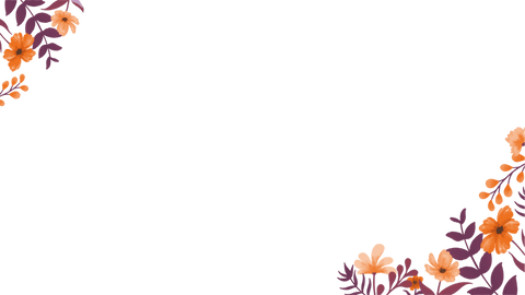 Transparent border with orange blossoms and magenta leaves transferring vibrance