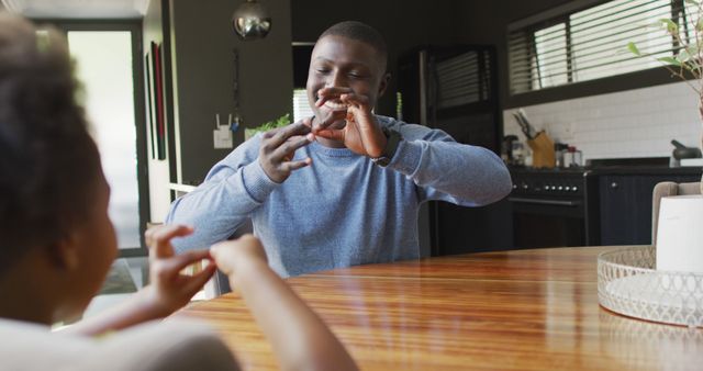 Father and Daughter Using Sign Language at Home - Download Free Stock Images Pikwizard.com