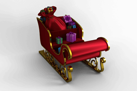 Festive santa claus sleigh with presents transparent illustration
