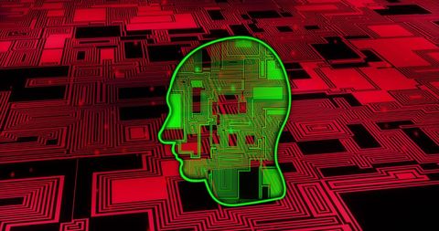 Head Silhouette on Digital Circuit Board Background - Download Free Stock Images Pikwizard.com