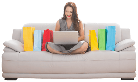 Caucasian Woman Online Shopping with Laptop of Transparent Background - Download Free Stock Videos Pikwizard.com
