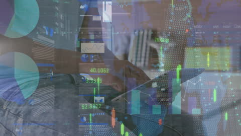 Business Professional Analyzing Financial Data with Tablet