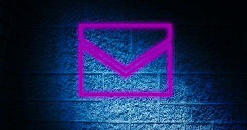 Glowing Neon Envelope Icon on Brick Wall for Social Media Concept - Download Free Stock Images Pikwizard.com