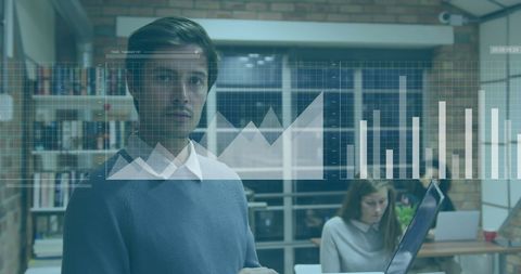 Digital Data Processing with Overlayed Financial Graphs - Download Free Stock Images Pikwizard.com