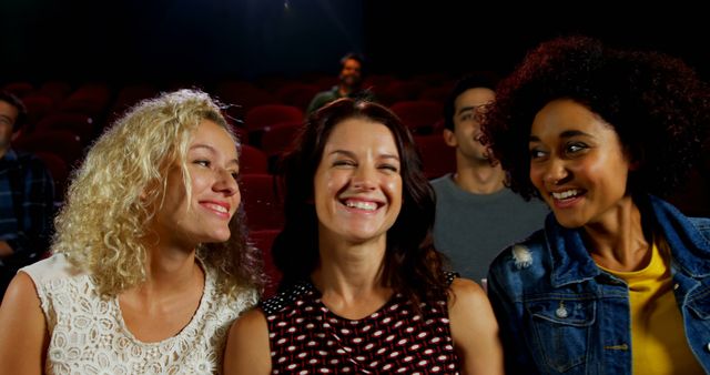 Women Enjoying Movie at Theater - Download Free Stock Images Pikwizard.com