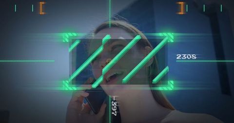 Businesswoman Engaging Smart Technology with Futuristic Interface