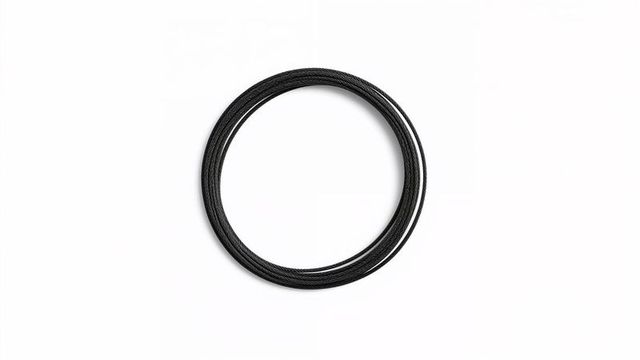 Black braided loop cable on white surface showcasing texture