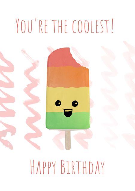 This birthday card featuring a cheerful ice pop character is perfect for sending joyful and playful birthday wishes. The pastel colors and happy expression make it ideal for anyone looking to add a bit of fun to their birthday greetings. Suitable for all ages, it can be used for friends, family members, or colleagues to brighten their special day.